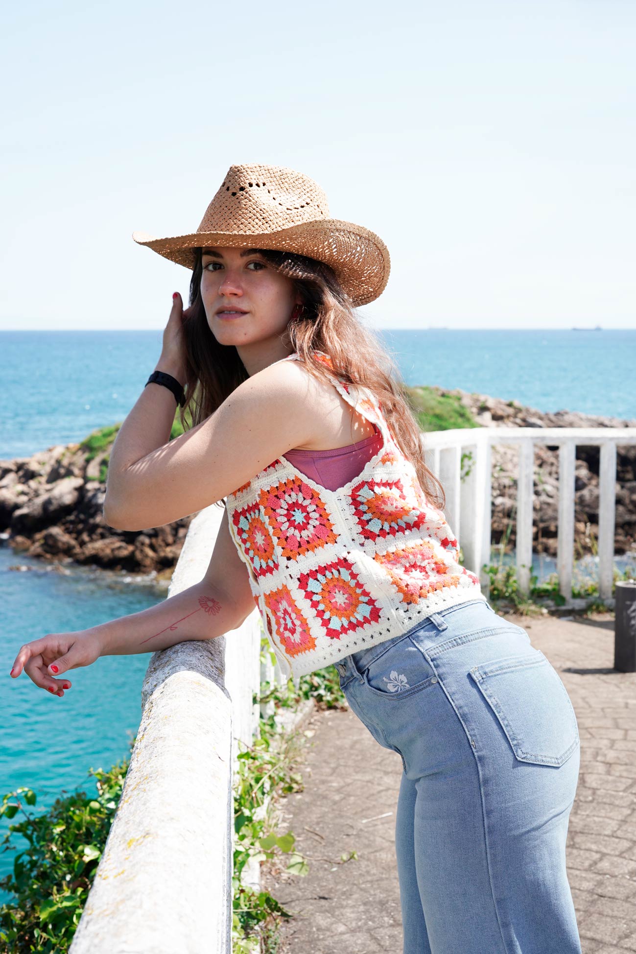 Top Crochet Multicolor Naranja