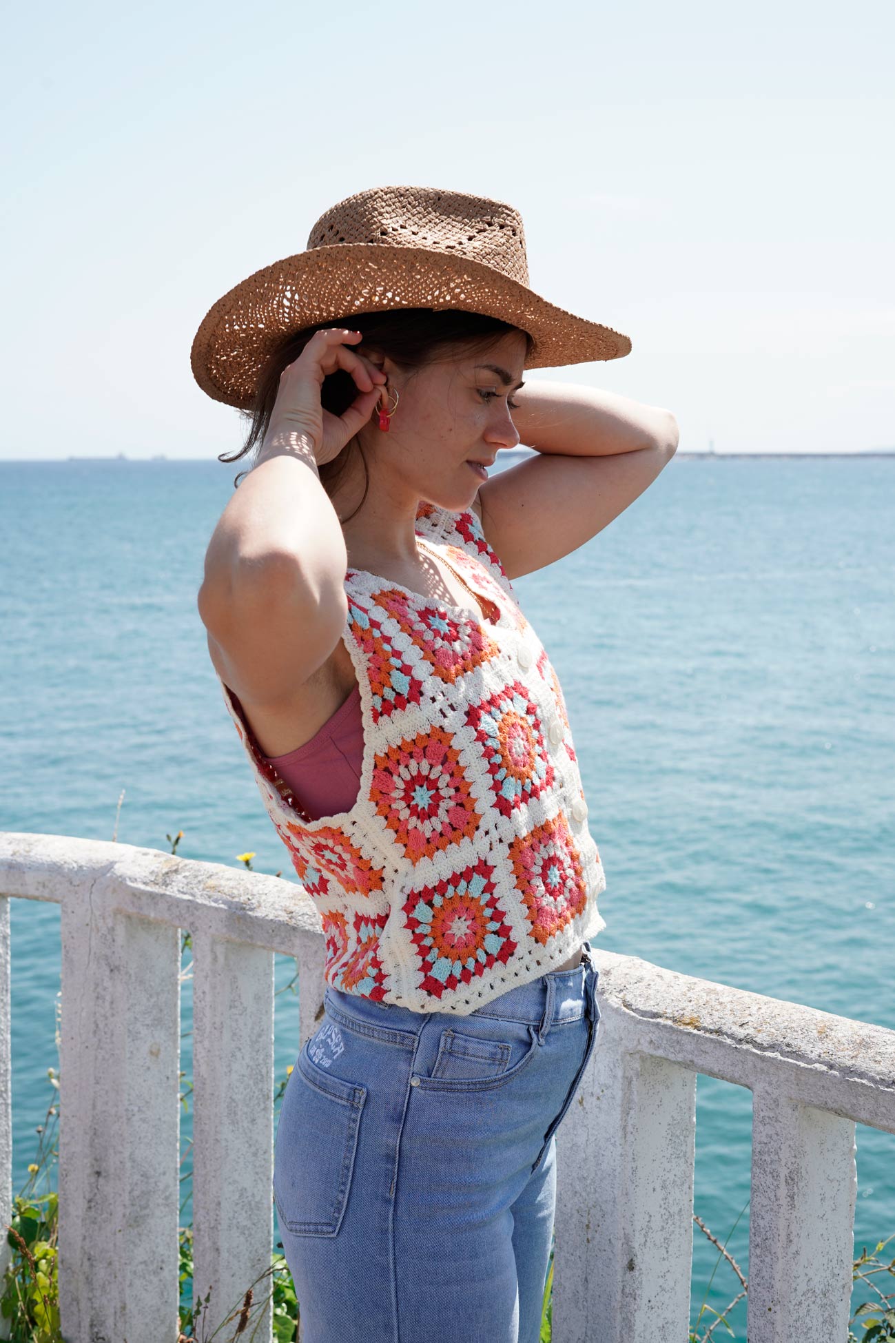 Top Crochet Multicolor Naranja