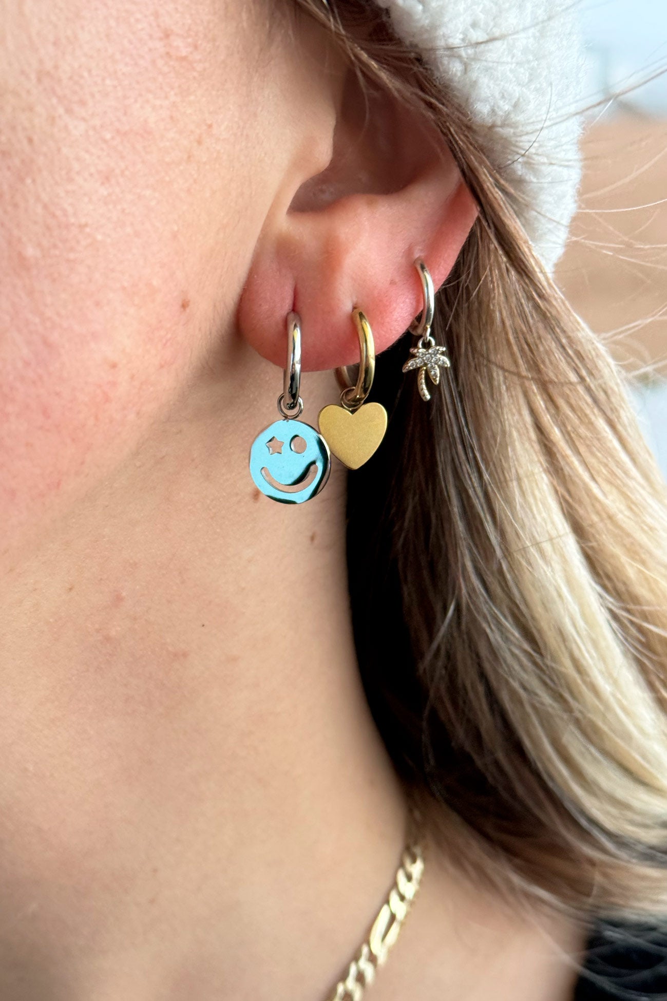 Pendientes Smiley Plateados