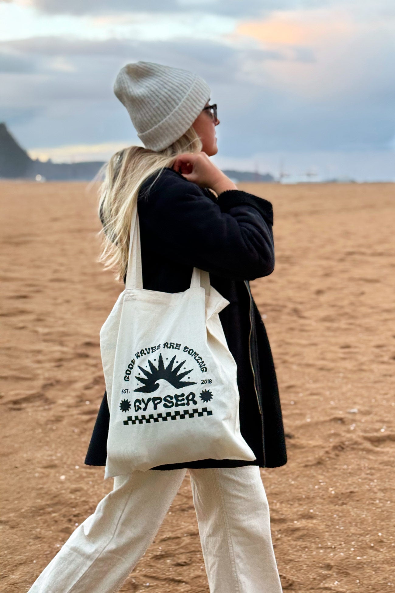 Good Waves Are Coming Black Tote Bag