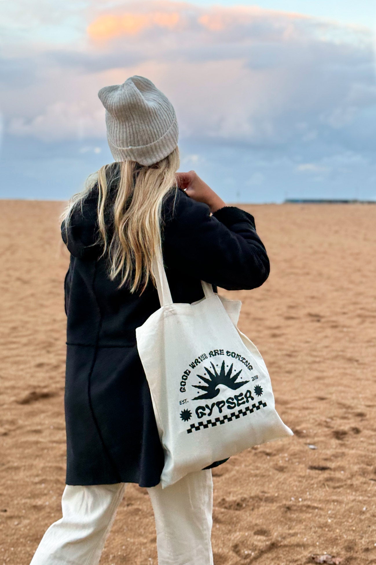 Good Waves Are Coming Black Tote Bag