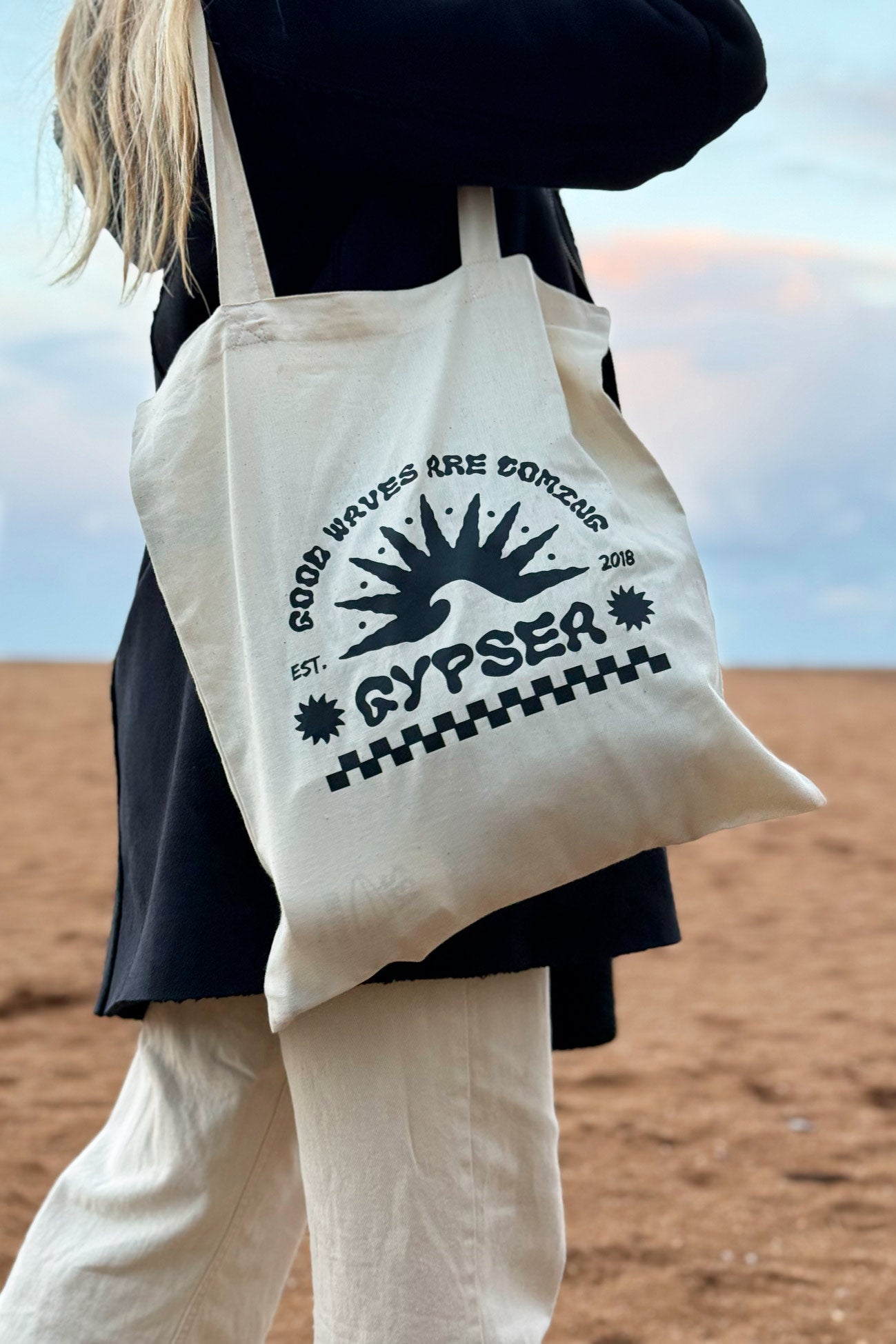 Good Waves Are Coming Black Tote Bag