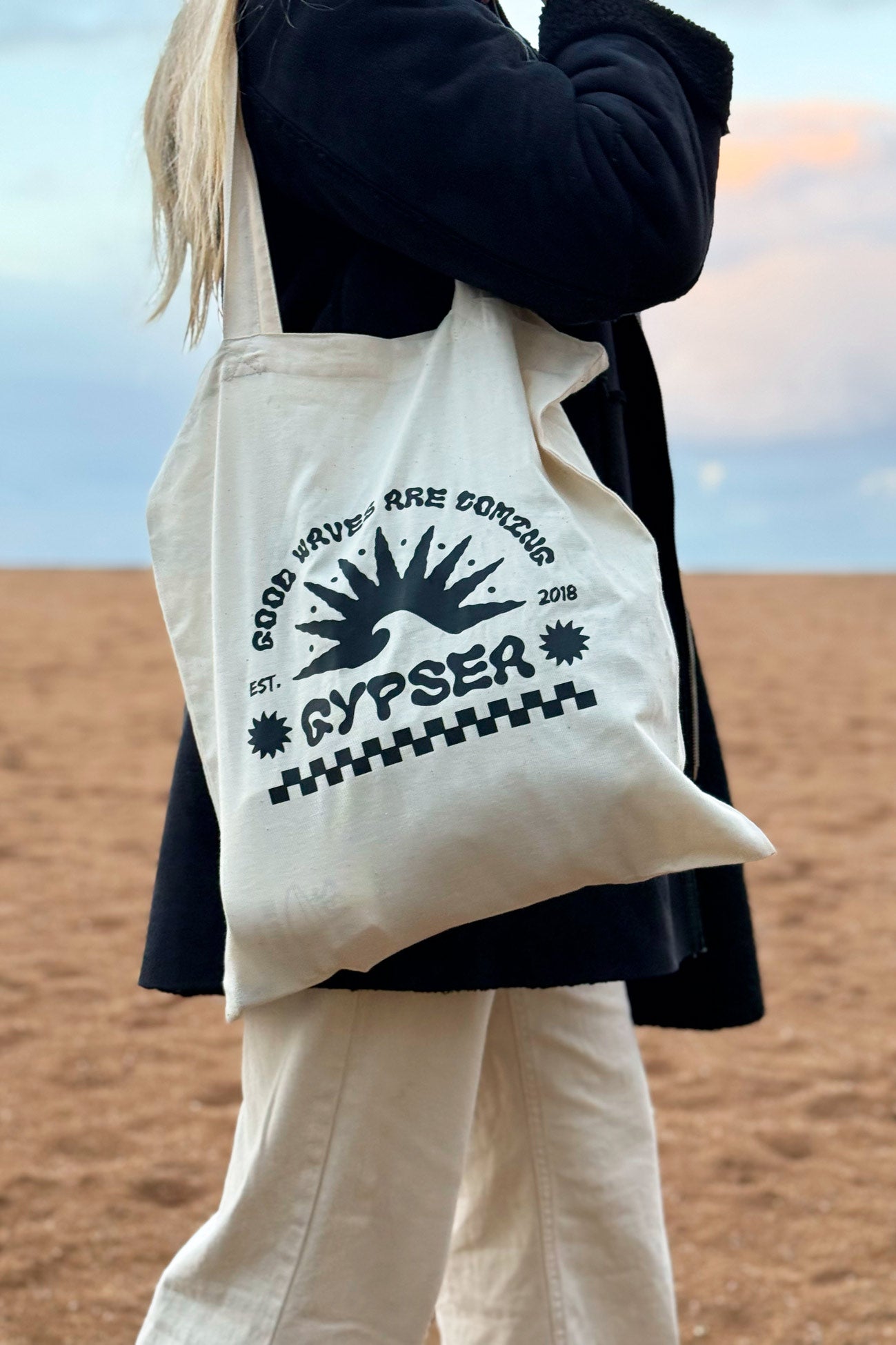 Good Waves Are Coming Black Tote Bag
