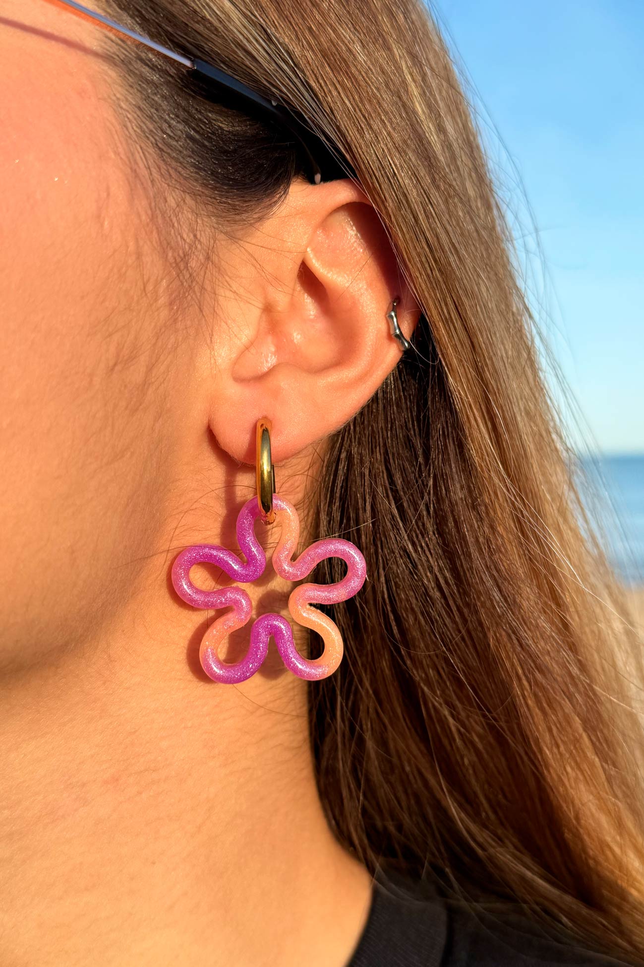 Pendientes Flor Magnolia Purple Love Mix