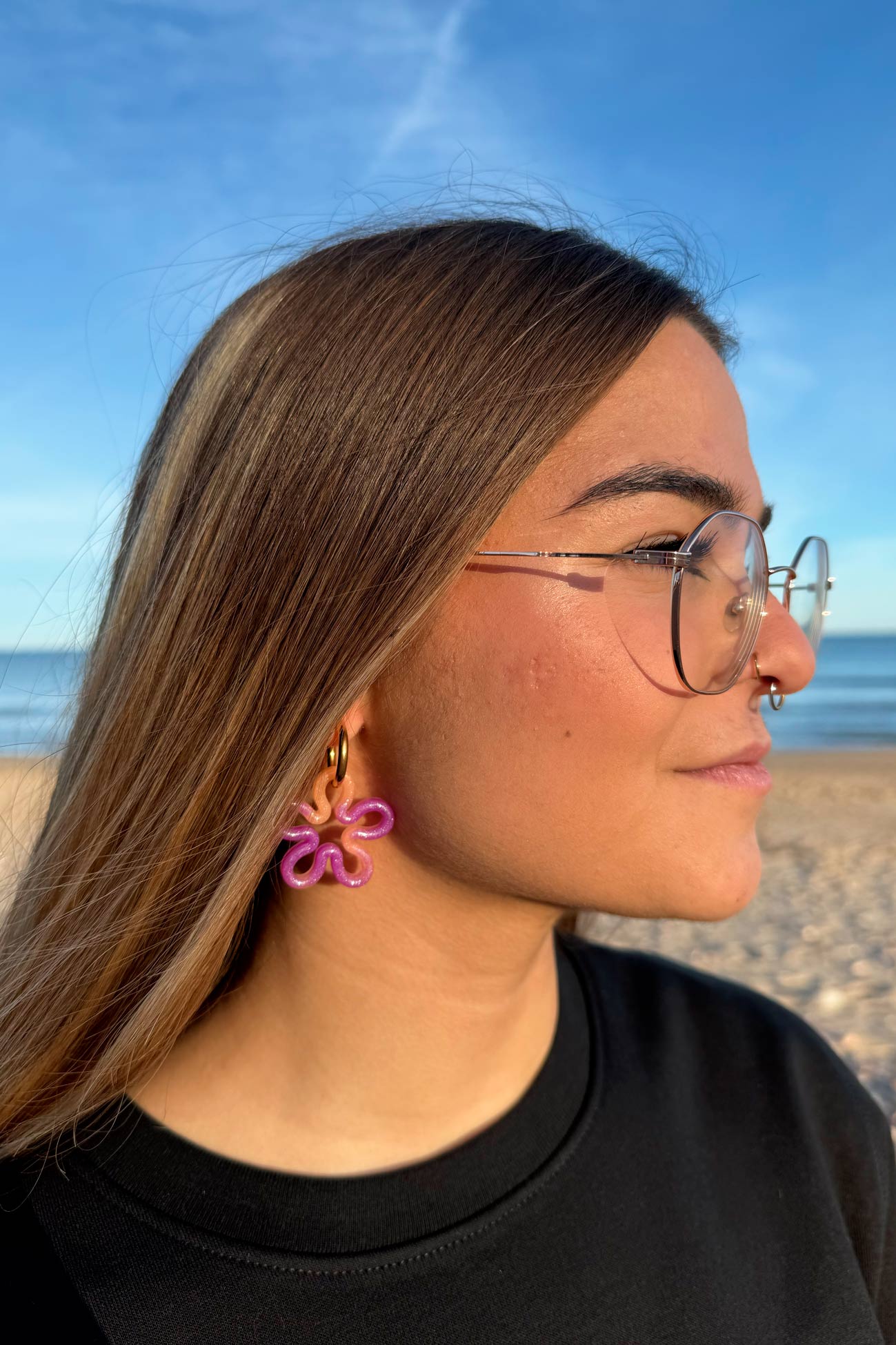Pendientes Flor Magnolia Purple Love Mix