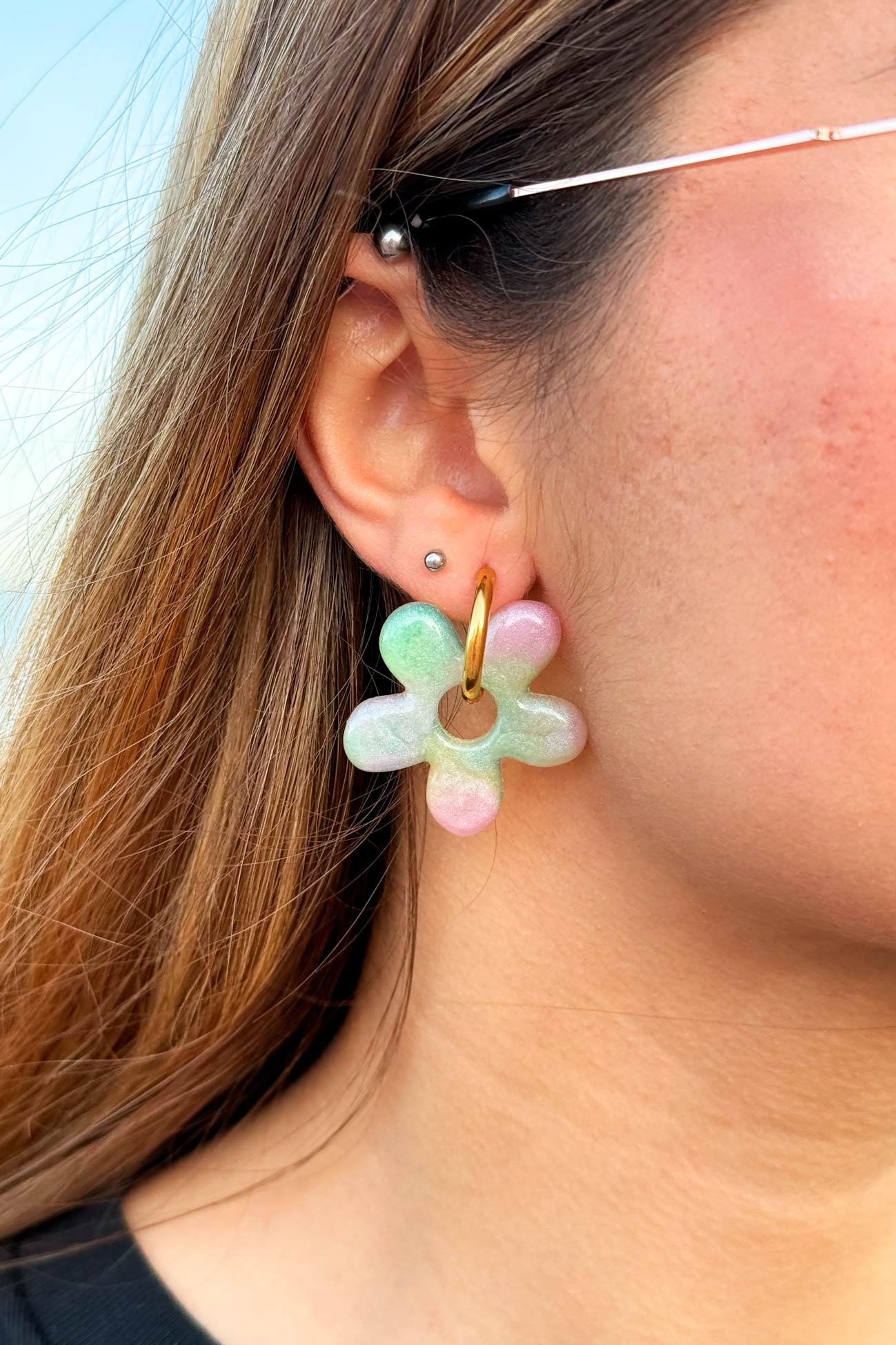 Pendientes Flor Colores Pastel