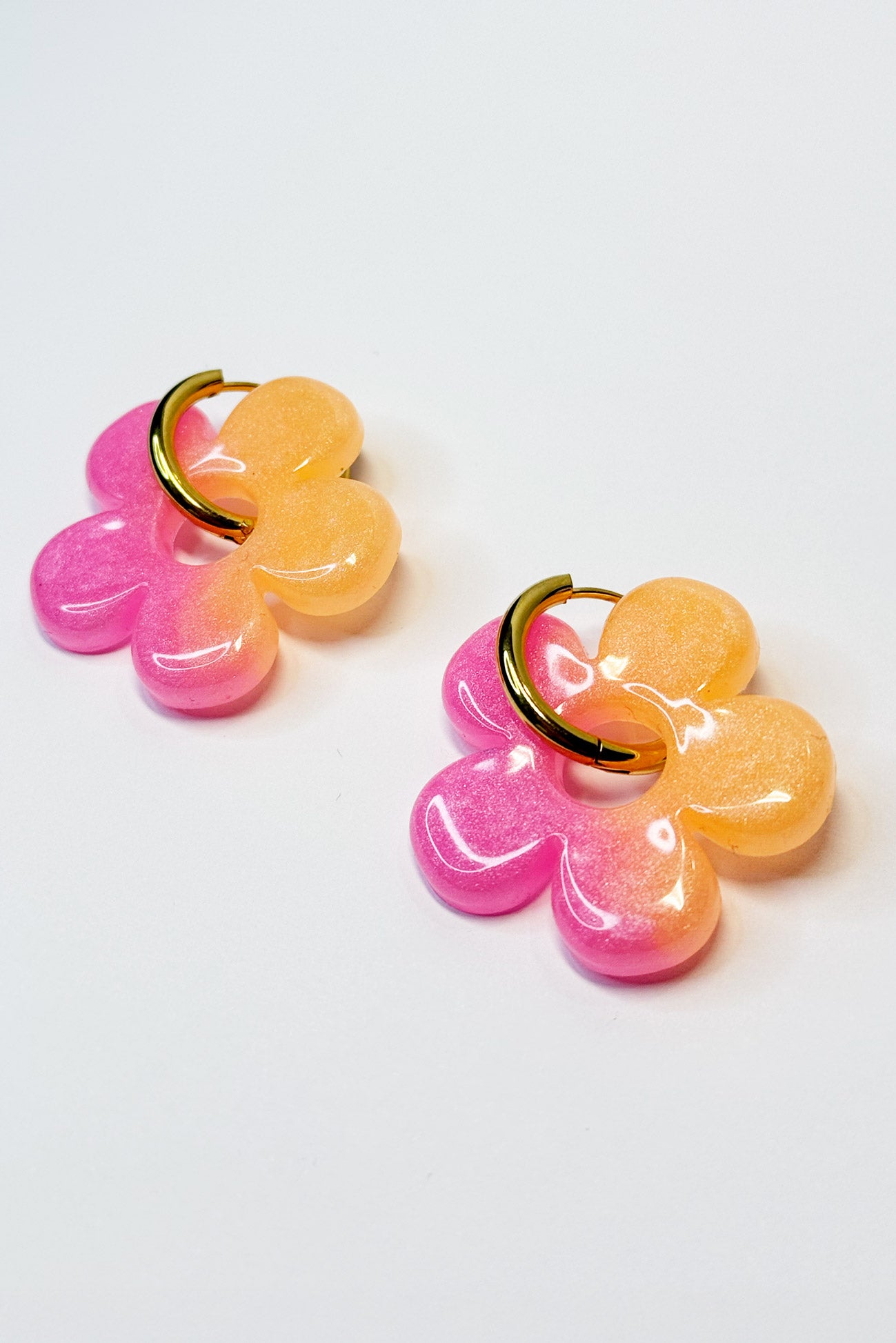 Pendientes Flor Hibisco Melocotón