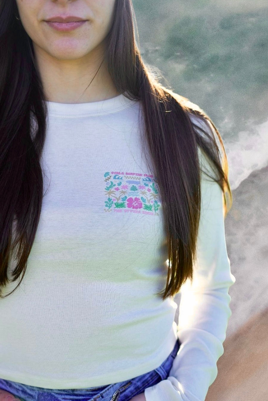 Top Manga Larga Girls Surfing Club