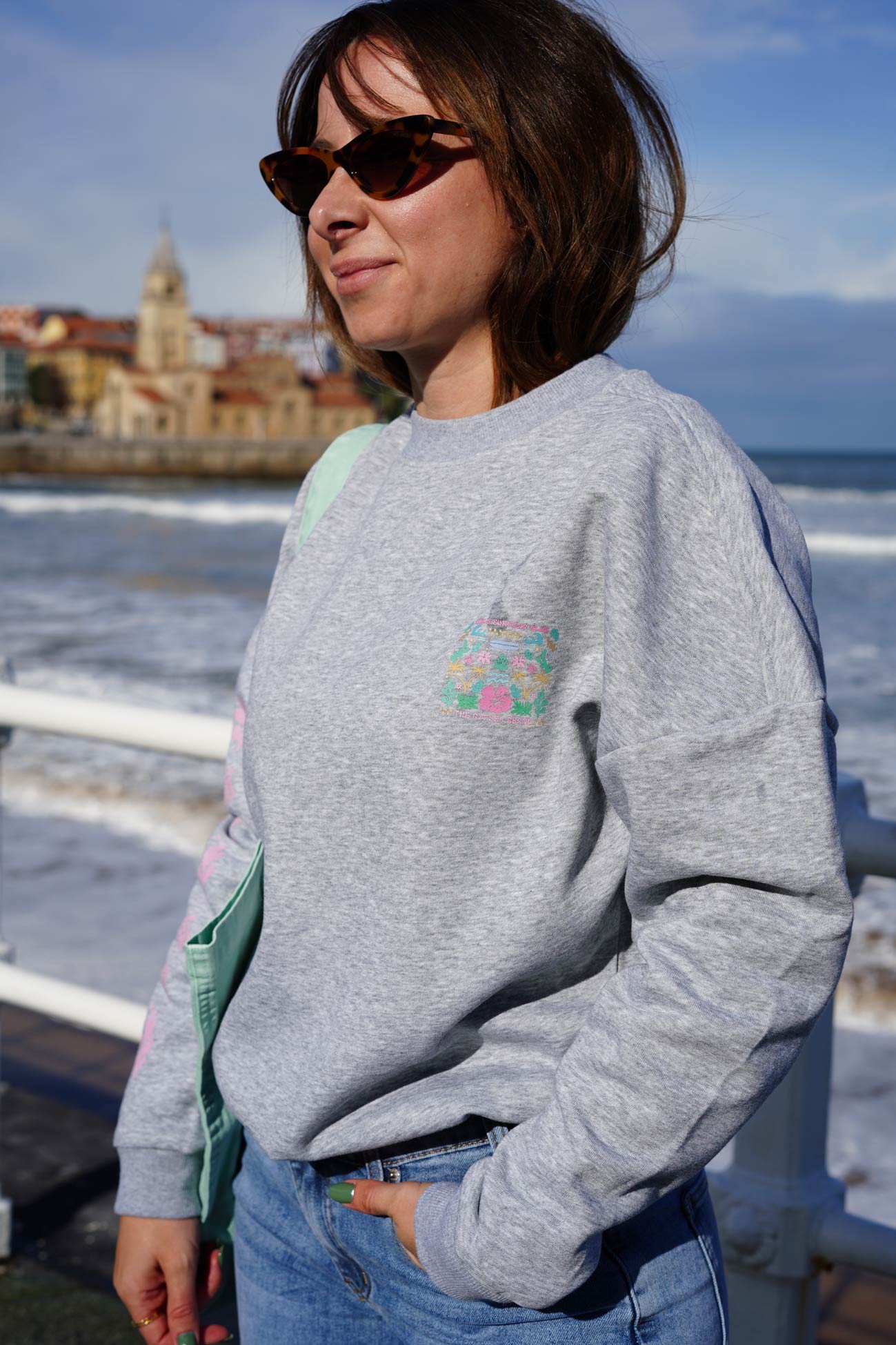 Sudadera Girls Surfing Club Black Grey