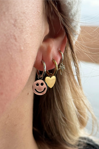 Pendientes Smiley Plateados