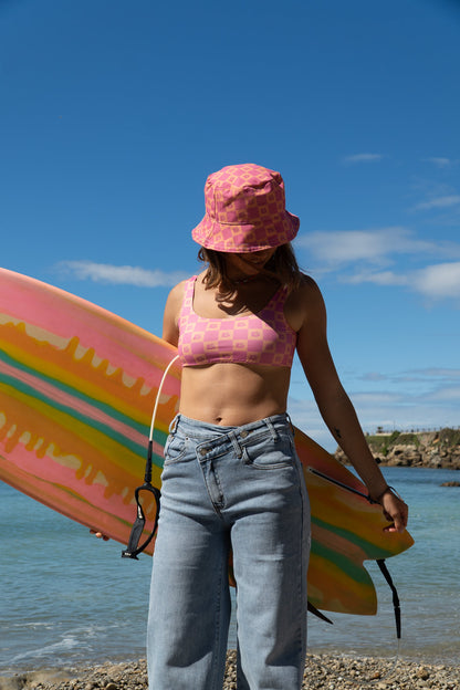 Hibiscus Pink Bucket Hat Reversible