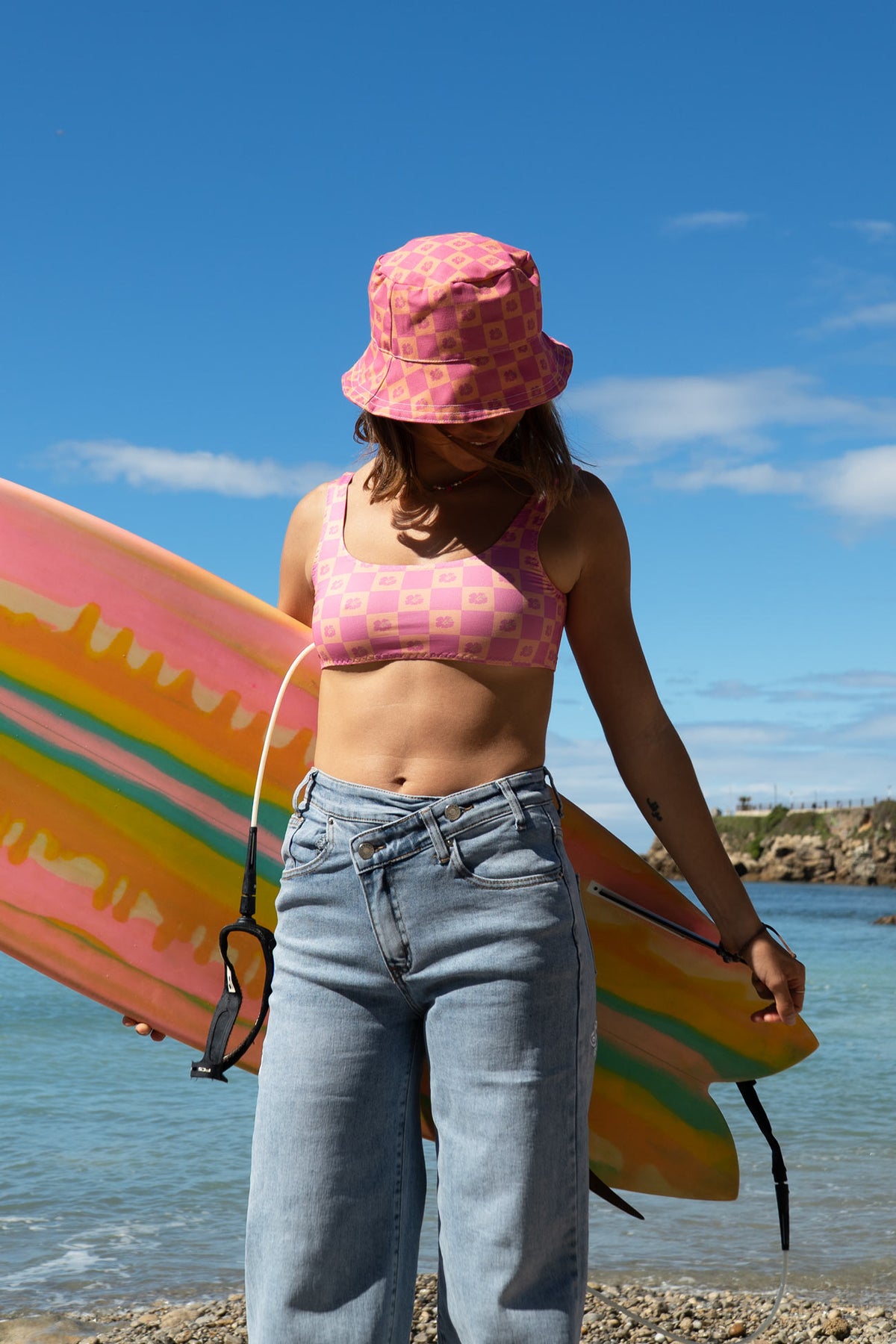 Hibiscus Pink Bucket Hat Reversible